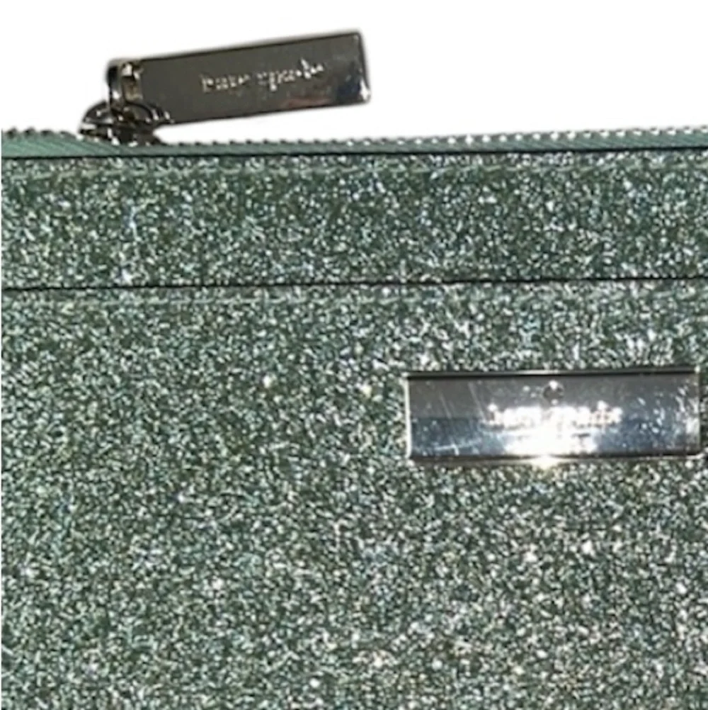 Kate Spade Seawater Green Kenzie Boxed Glitter Card Holder Wallet - Picture 7 of 15